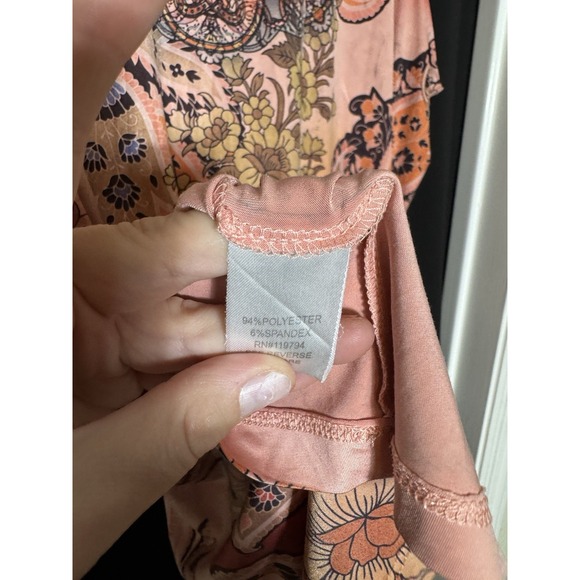 One World Top 3X Boho Red Embroidered Abstract Floral Blouse Tank Cottage Stretc - Picture 8 of 8